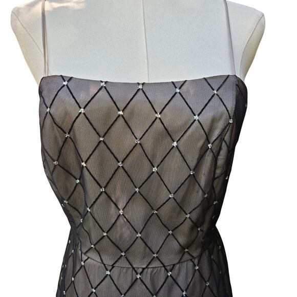 Vtg 90s Y2K Fairy Grunge Whimsigoth Black Semi-sheer Dress 6P Hoco Wedding Guest - Picture 2 of 12